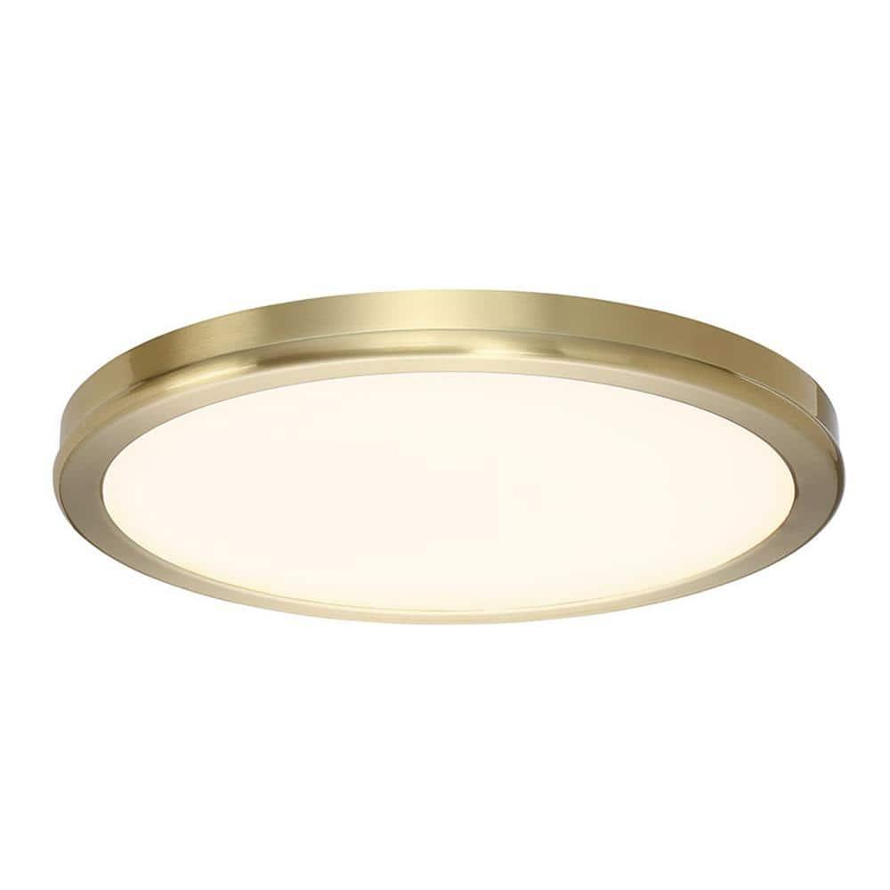 Sleek Modern Brass and Glass LED Flush Mount Light, Energy Star Rated
