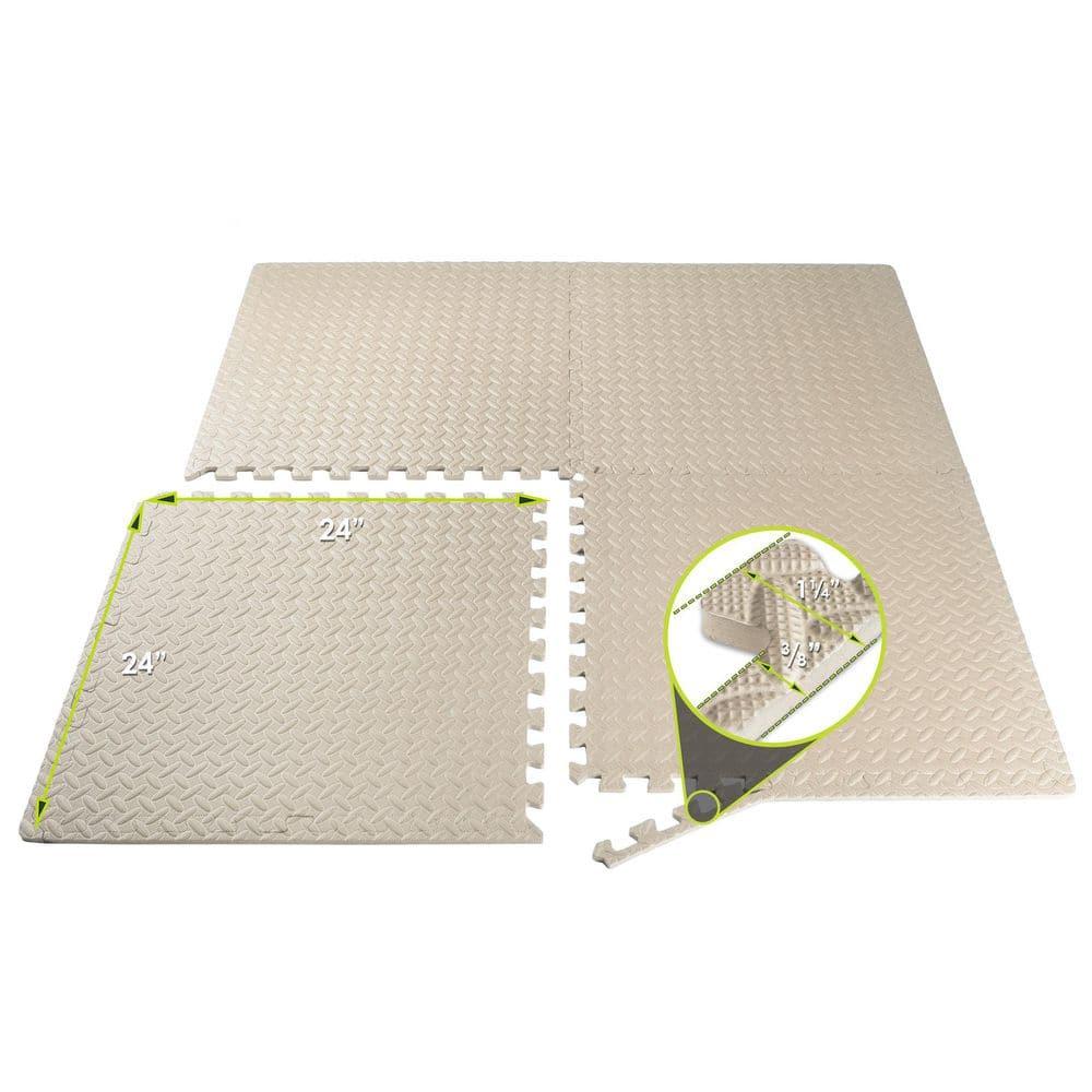 ProsourceFit Exercise Puzzle Mat 1/2-in, Beige, 24 Sq Ft - 6 Tiles