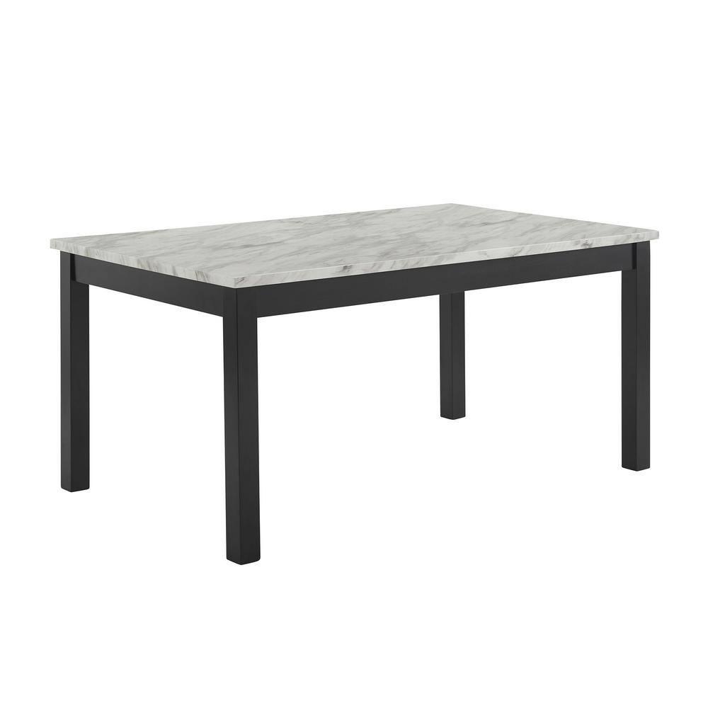 New Classic Furniture Celeste Wood Dining Table with Faux Marble Top in Espresso