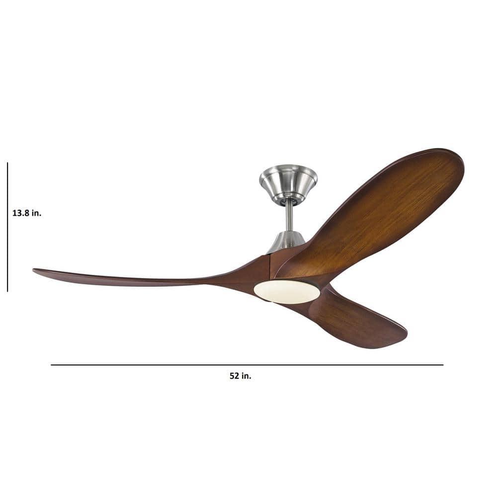 52-Inch Brushed Steel and Walnut LED Ceiling Fan
