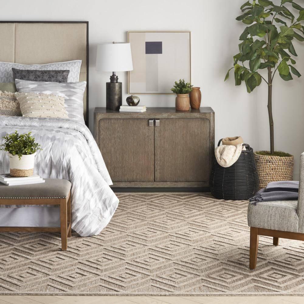 Nourison Versatile 9' x 12' Natural Beige Modern Indoor/Outdoor Rug