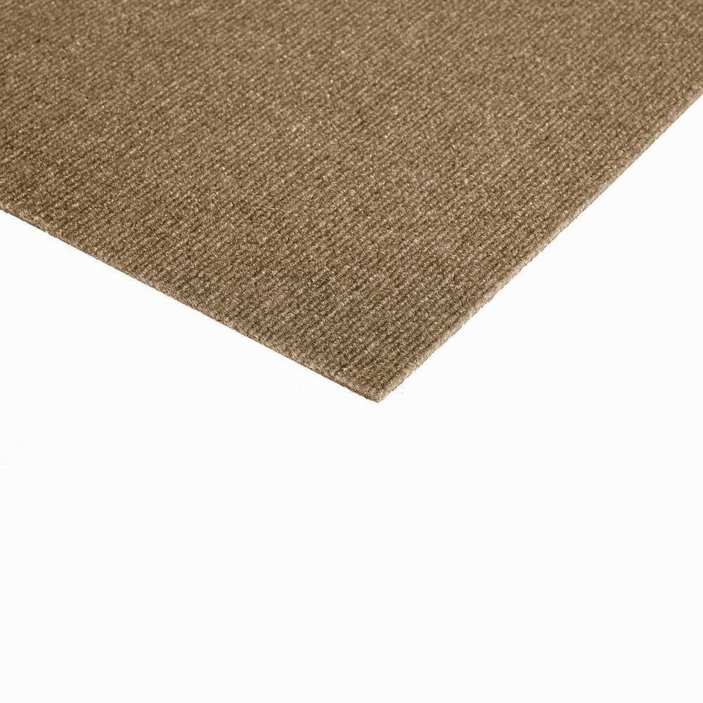 24" 15pk Ribbed Carpet Tiles Chestnut - Foss Floors: Indoor/Outdoor, Peel & Stick, Woven Polyester