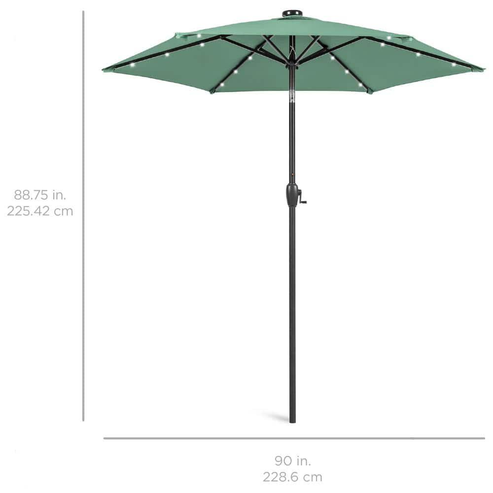 Best Choice Products 7.5ft Outdoor Solar Patio Umbrella for Deck, Pool w/ Tilt, Crank, LED Lights - Seaglass