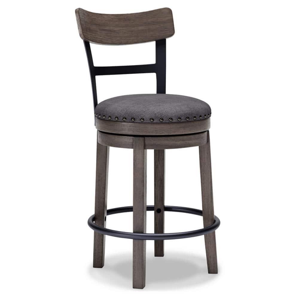 Caitbrook Counter Height Barstool Gray - Signature Design by Ashley: Polyester Upholstery, Nailhead Trim, Swivel Seat