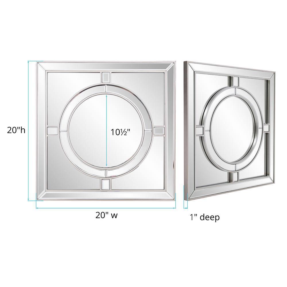 Tyler Dillon Square Wall Mirror with Round Central Design - 20" x 20"