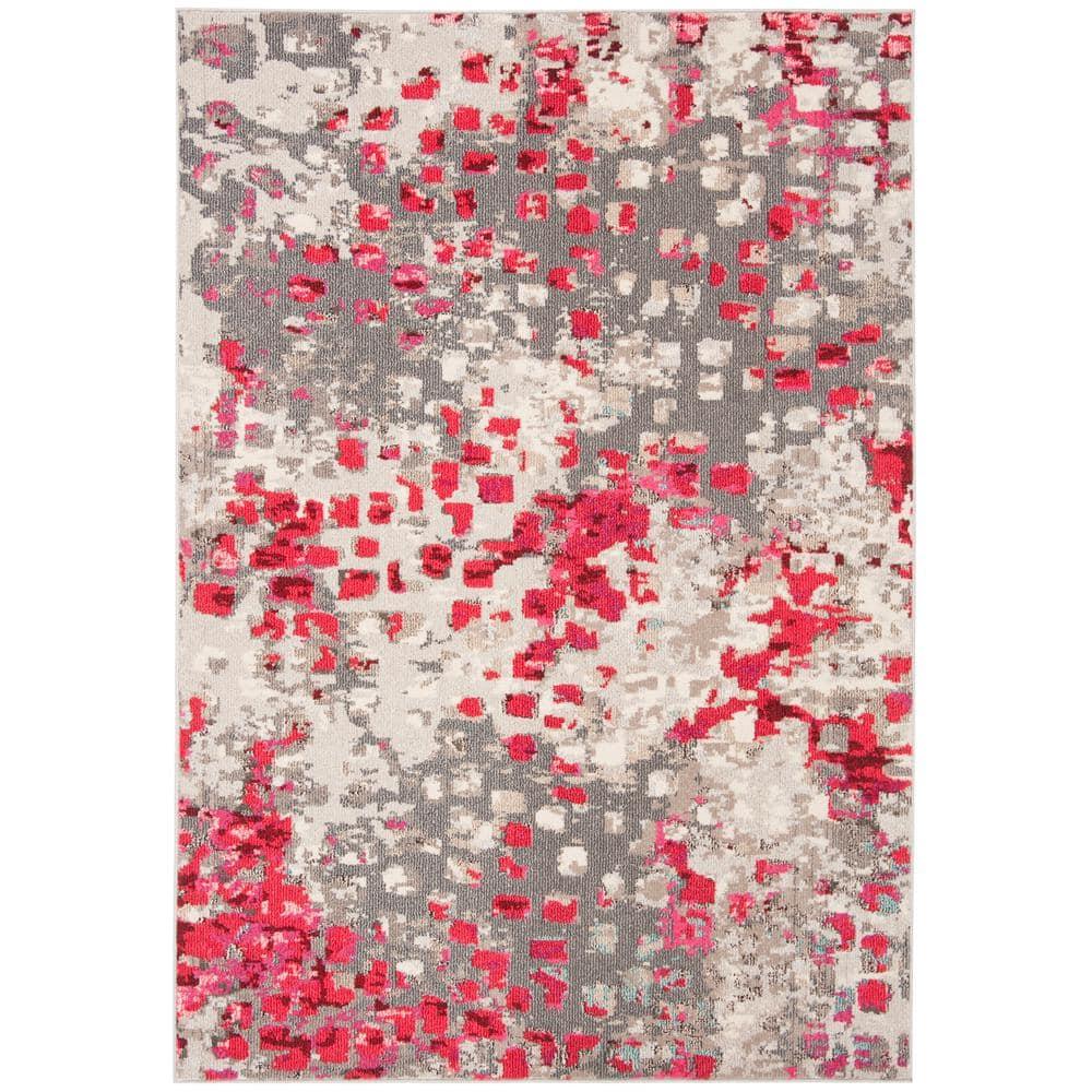Madison MAD425 Power Loomed Indoor Area Rug - Grey/Red - 5'3"x7'6" - Safavieh