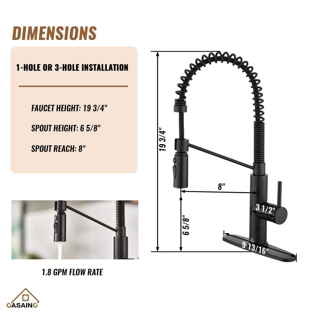 CASAINC Single Bowl Black Fireclay Farmhouse Kitchen Sink With Faucet Included