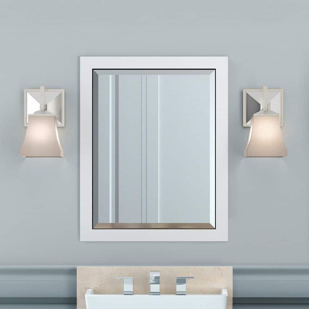Alaterre Furniture 24" Beveled Bath Vanity Mirror, White
