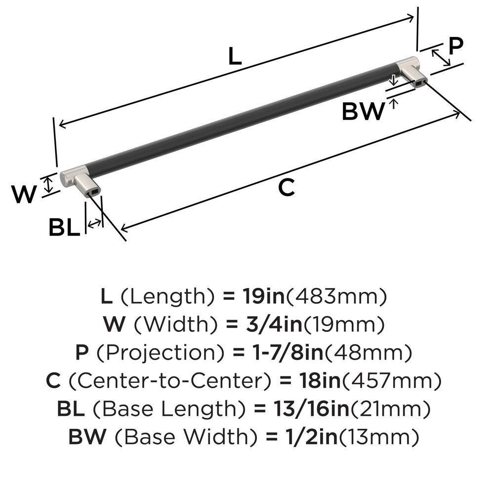 Amerock Esquire 18 inch (457mm) Center-to-Center Polished Nickel/Black Bronze Appliance Pull