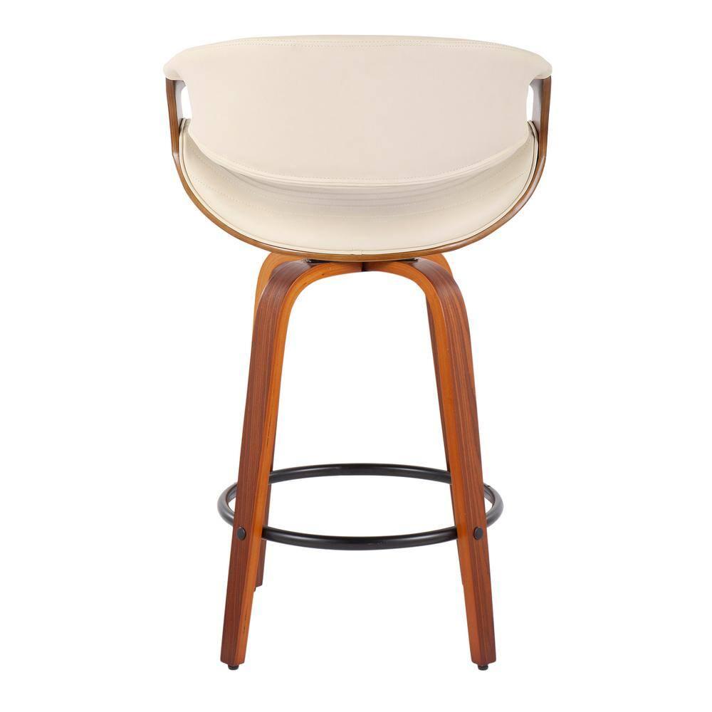 Set of 2 Symphony Counter Height Barstools with Back & Swivel, Cream/Walnut - Lumisource