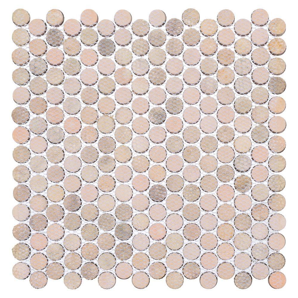 Orb 3/4" Metal Penny Round Mosaic Tile Shower Wall, Kitchen Backsplash and Wall Tile