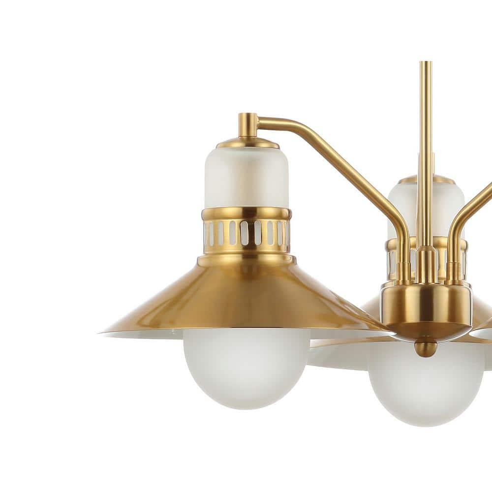 JONATHAN Y JYL6122A Colin 3-Light 22" Adjustable Iron/Glass Retro Hurricane LED Chandelier, Contemporary, Glam for living room, dinning room, bedroom, office Bulb Included, Brass Gold