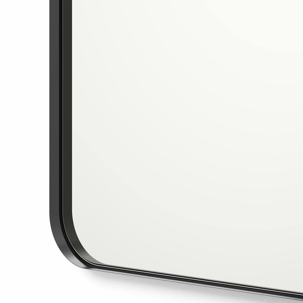 Better Bevel 20" x 30" Black Metal Framed Mirror | Rectangle Bathroom Wall Mirror | Rounded Corner