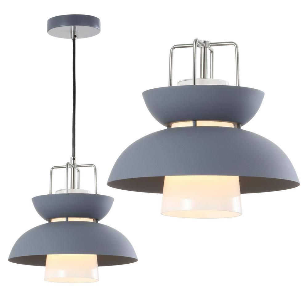 Paul 11" Farmhouse Metal LED Pendant, Gray