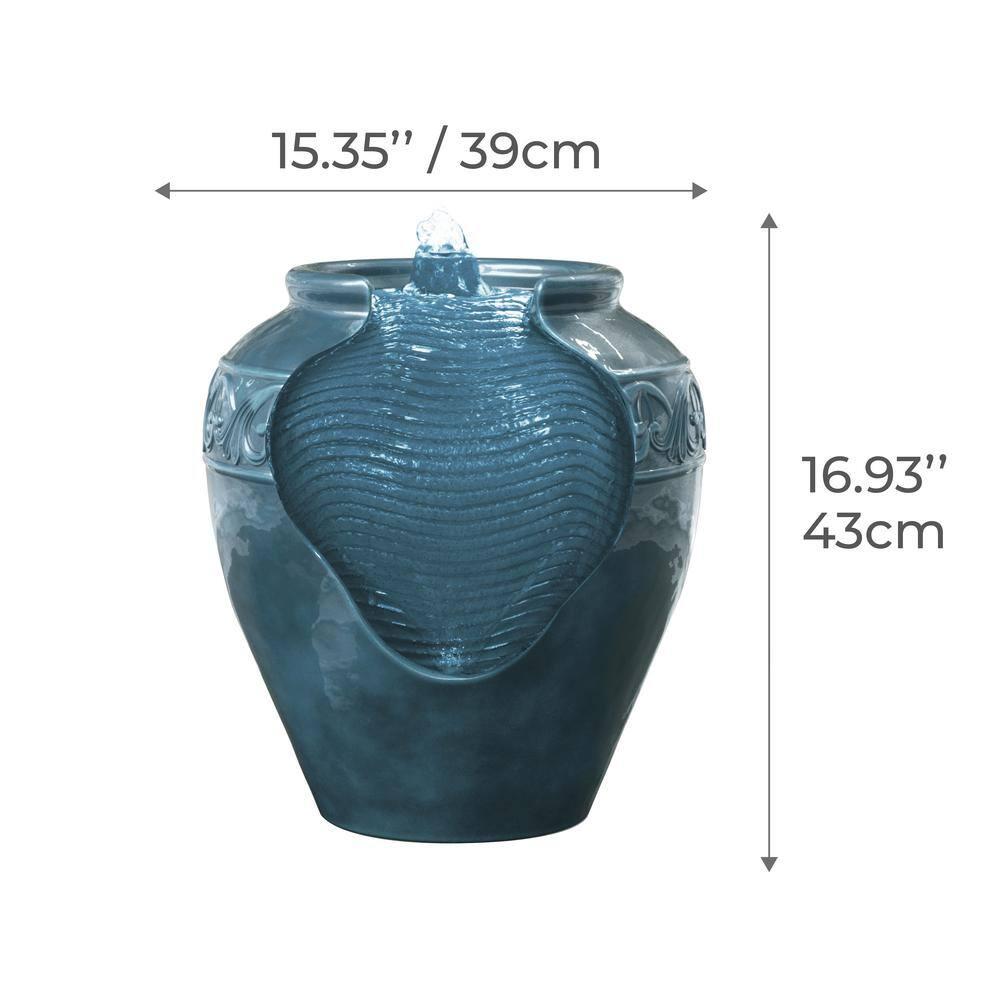 Teamson Home 16.93" Outdoor Glazed Pot Water Fountain
