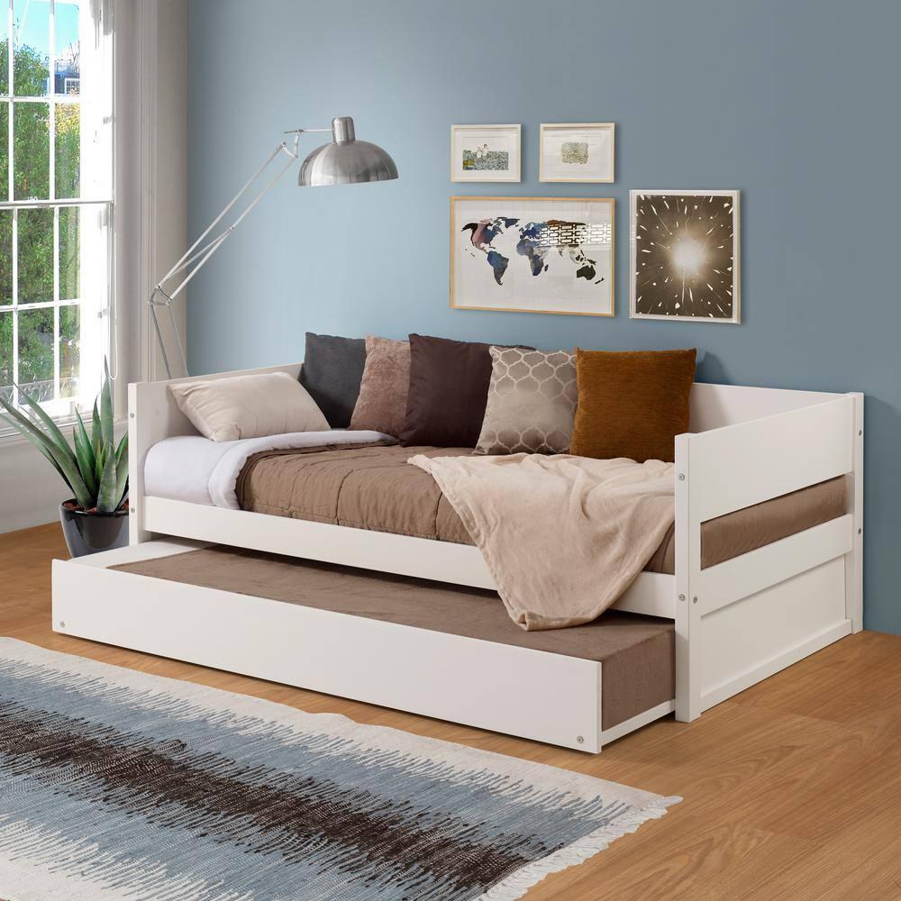 Camaflexi Tribeca Solid Wood Twin Daybed and Trundle Set in White