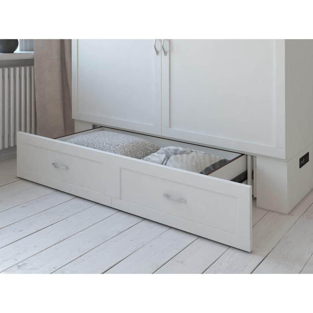 Hamilton Murphy Bed Chest Queen White with Charging Station