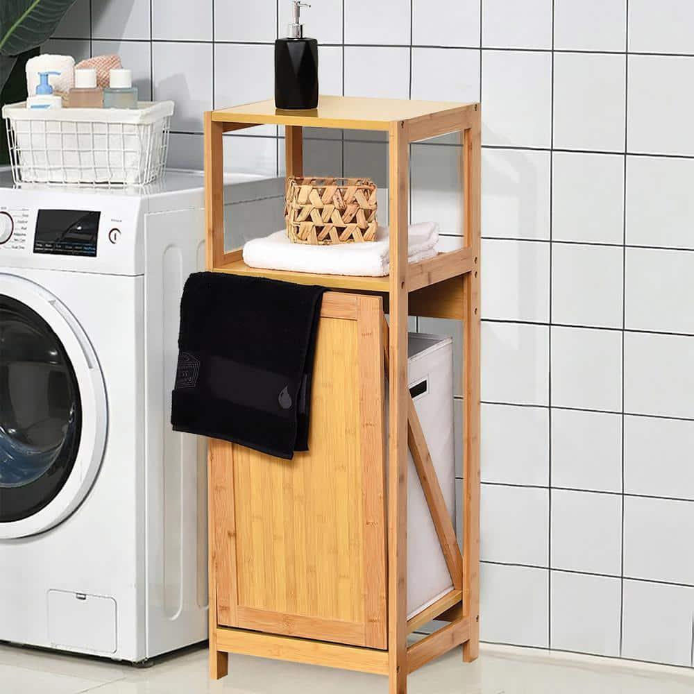 Evideco Miami Tilt-Out Cabinet Laundry Hamper with Basket and Shelves