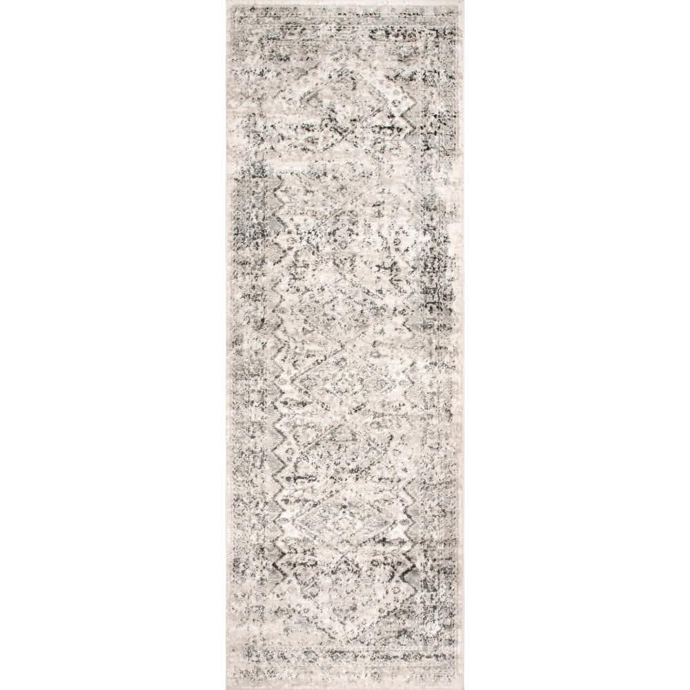 Nuloom Madisson Medallion 2x8 Runner Indoor Area Rug for Living Room Bedroom Dining Room Entryway Hallway Kitchen, Grey/Ivory