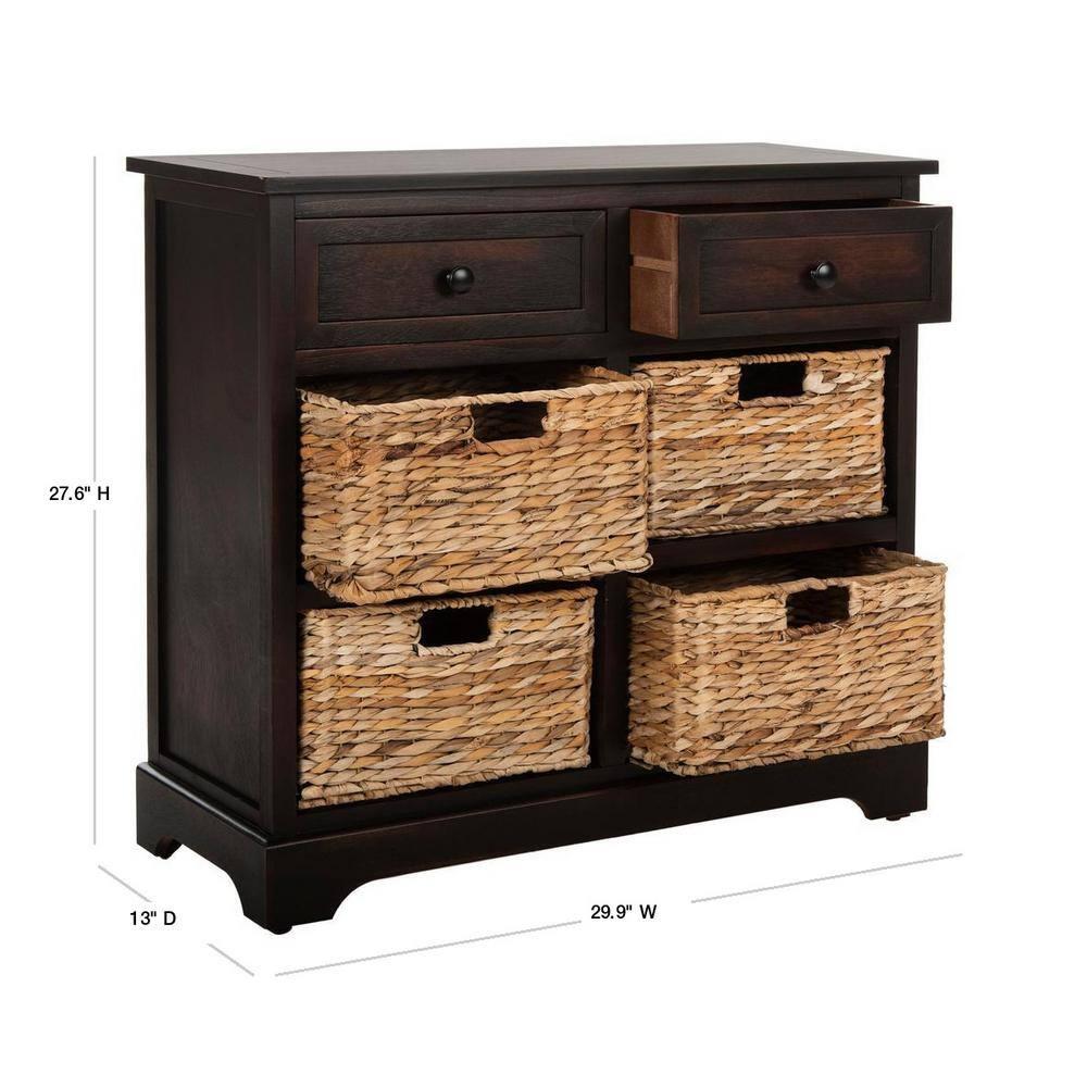 Herman Storage Unit with Wicker Baskets - Brown - Safavieh.