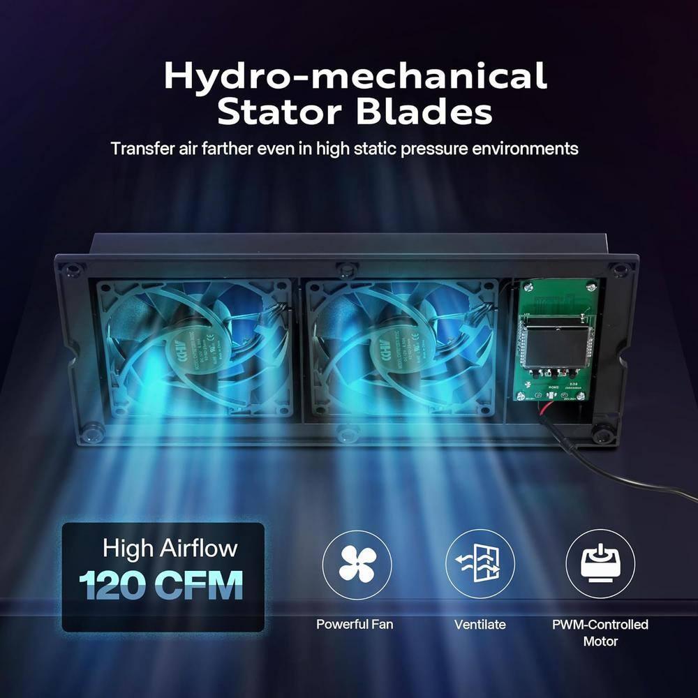 Black Smart Register Booster Fan with Thermostat Control