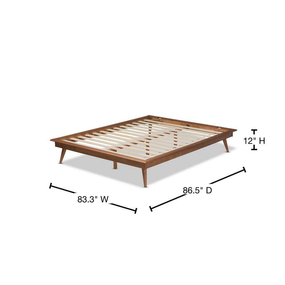 Baxton Studio Karine Mid-Century Wood King Platform Bed in Walnut Brown