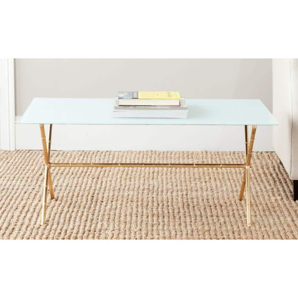 Brogen Coffee Table - Gold/White Glass - Safavieh