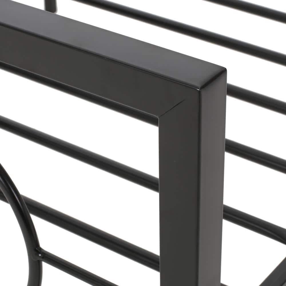 Noble House Ewelina Modern King-Size Iron Geometric Low-Profile Bed Frame, Flat Black