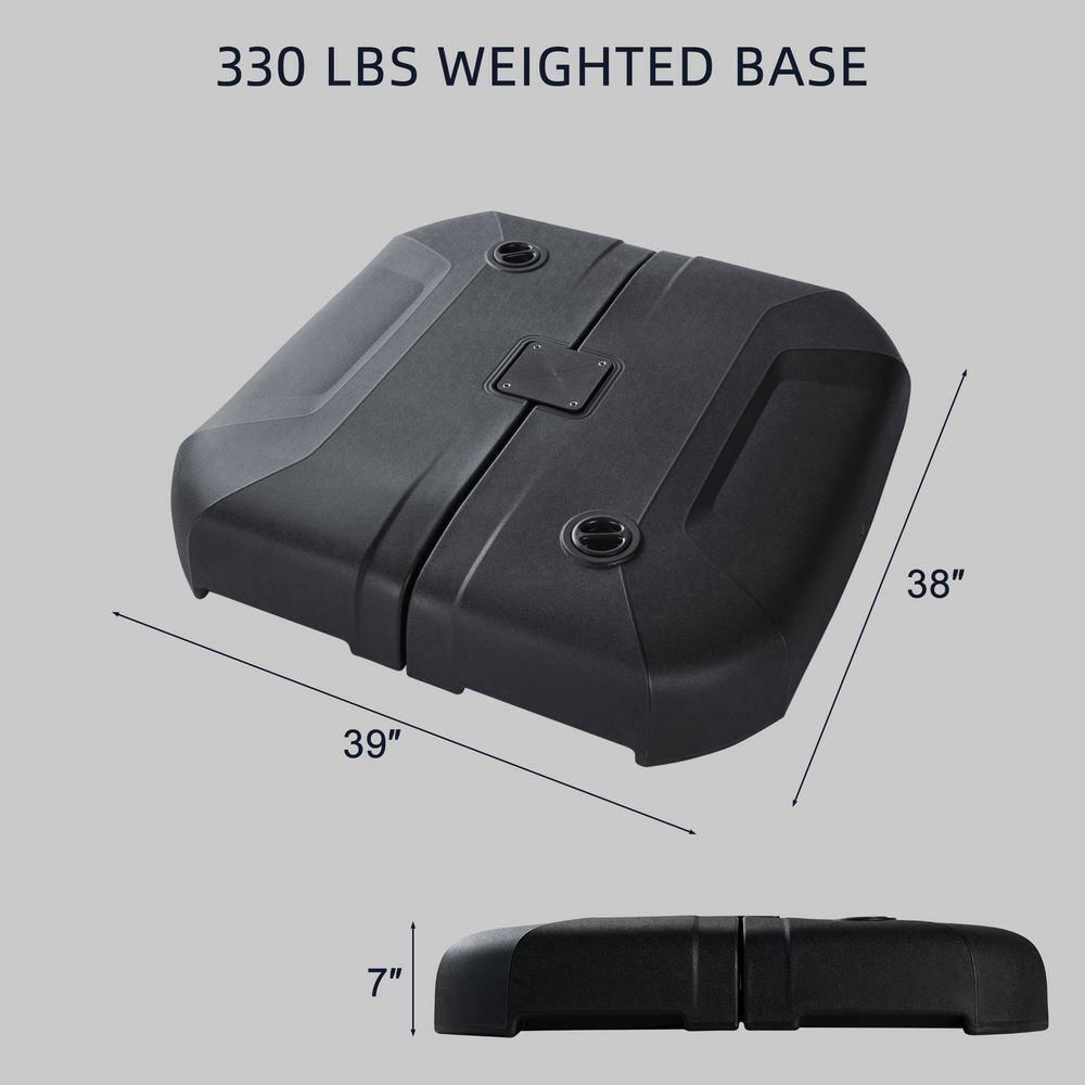 PURPLE LEAF 12FT Deluxe Square Wood Grain Patio Umbrella, Large Offset Cantilever Umbrella with 360° Rotation, Navy Blue