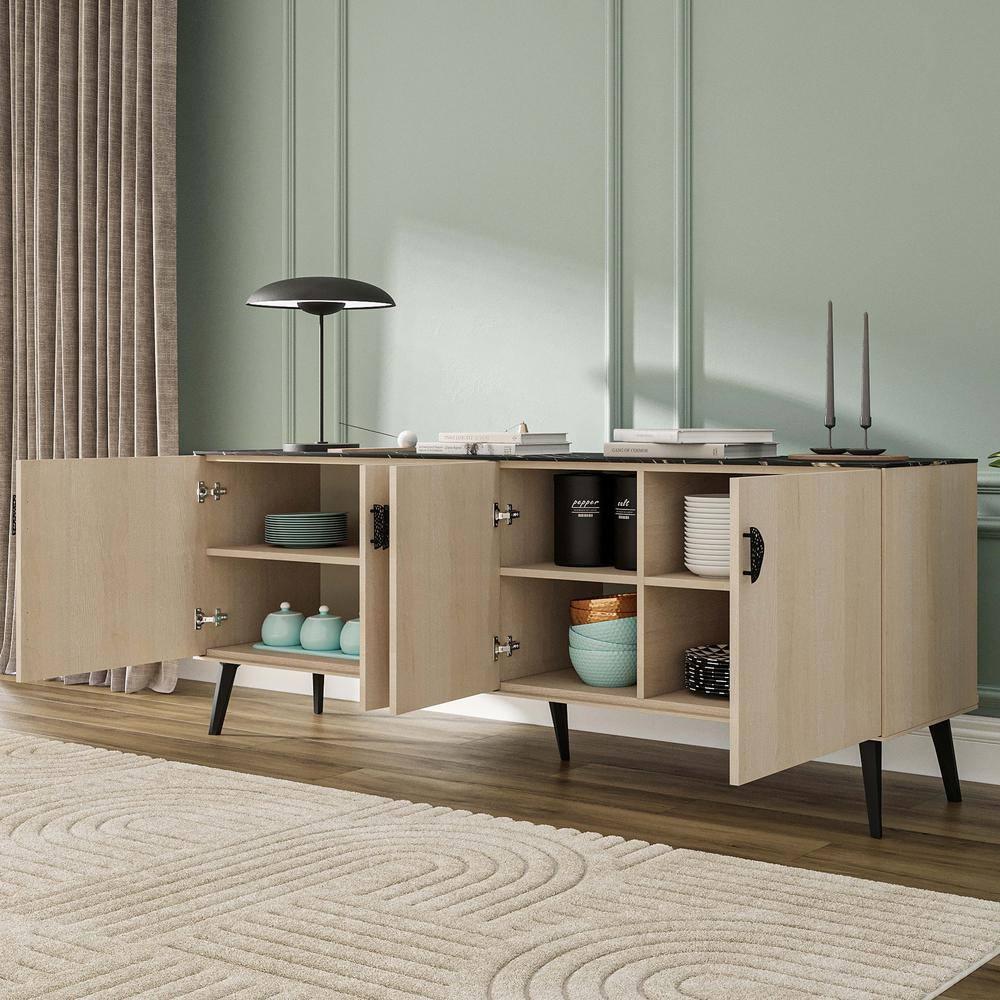 Manhattan Comfort 78.7" Haley Sideboard White/Black Marble
