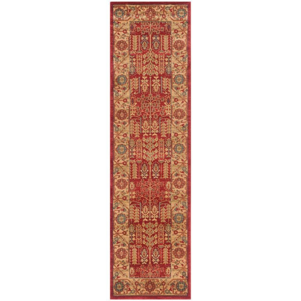 Mahal MAH697 Power Loomed Indoor Runner Rug - Red/Natural - 2'2"x10' - Safavieh.