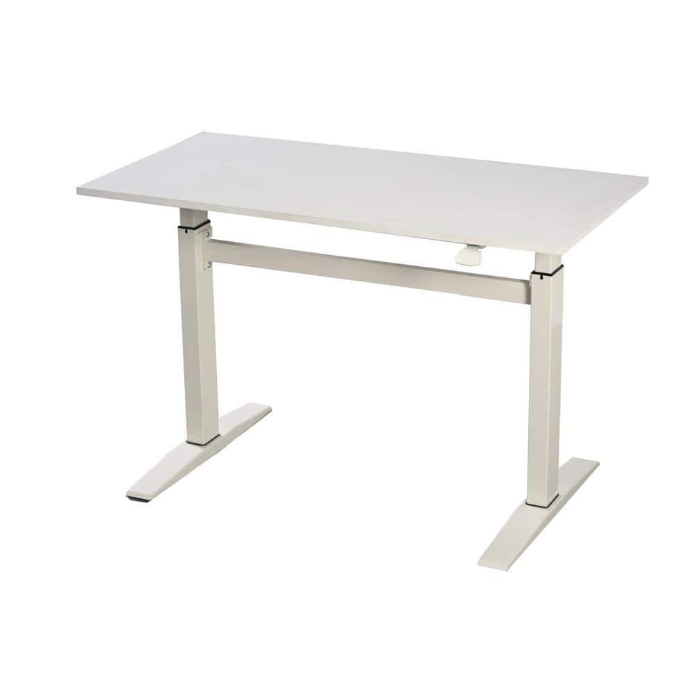 Adjustable Height Standing Office Desk  MDF Melamine Top In White Color