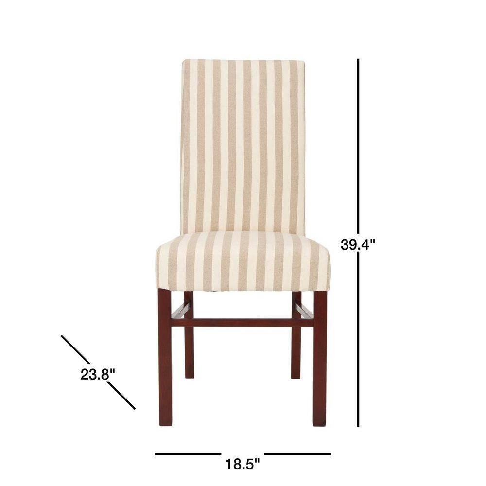 Classic 20''H Striped Side Chair (Set Of 2) - Tan/Cream - Safavieh