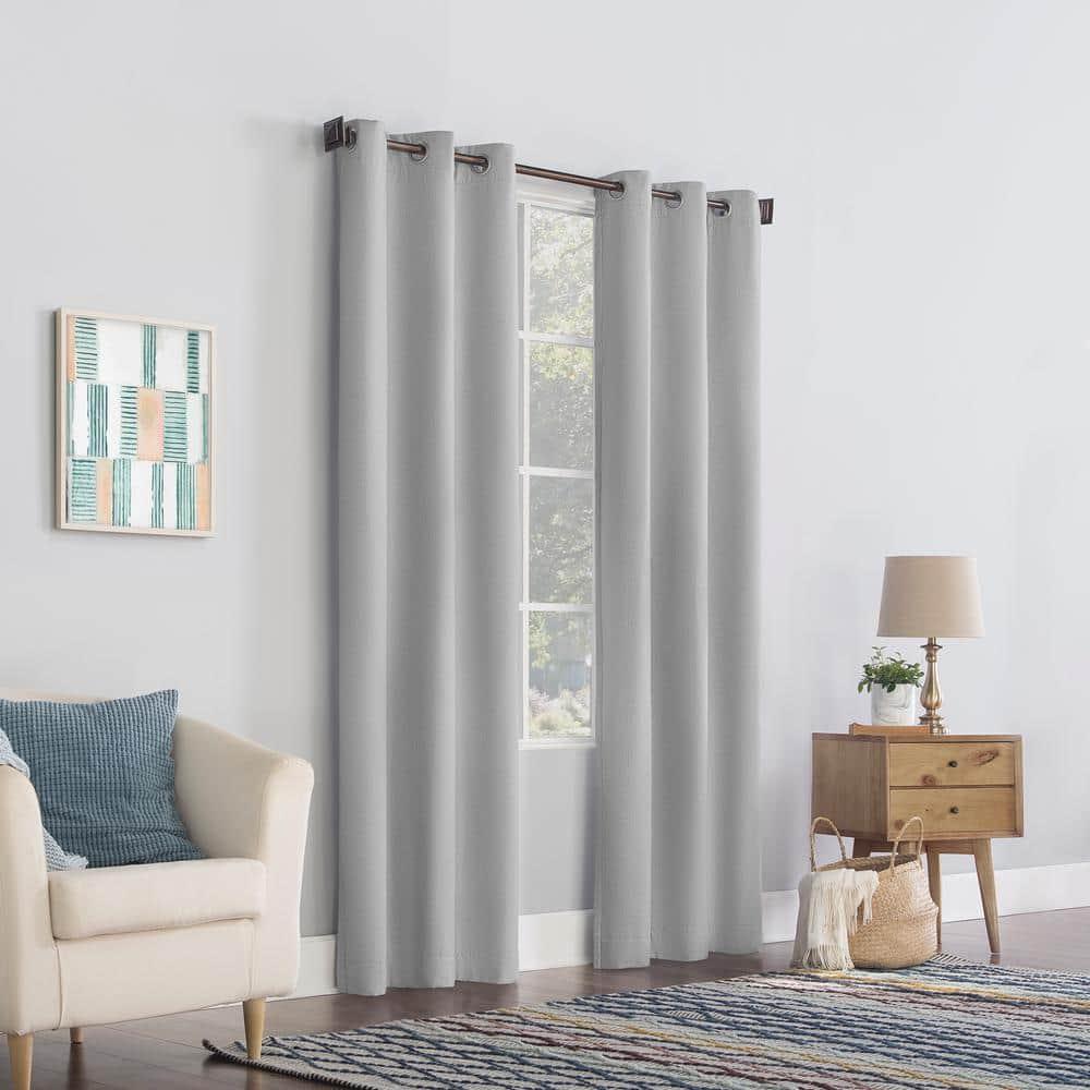 96"x40" Lindstrom Textured Draft Shield Fleece Insulated Energy Saving Grommet Top Room Darkening Curtain Panel Gray - No. 918