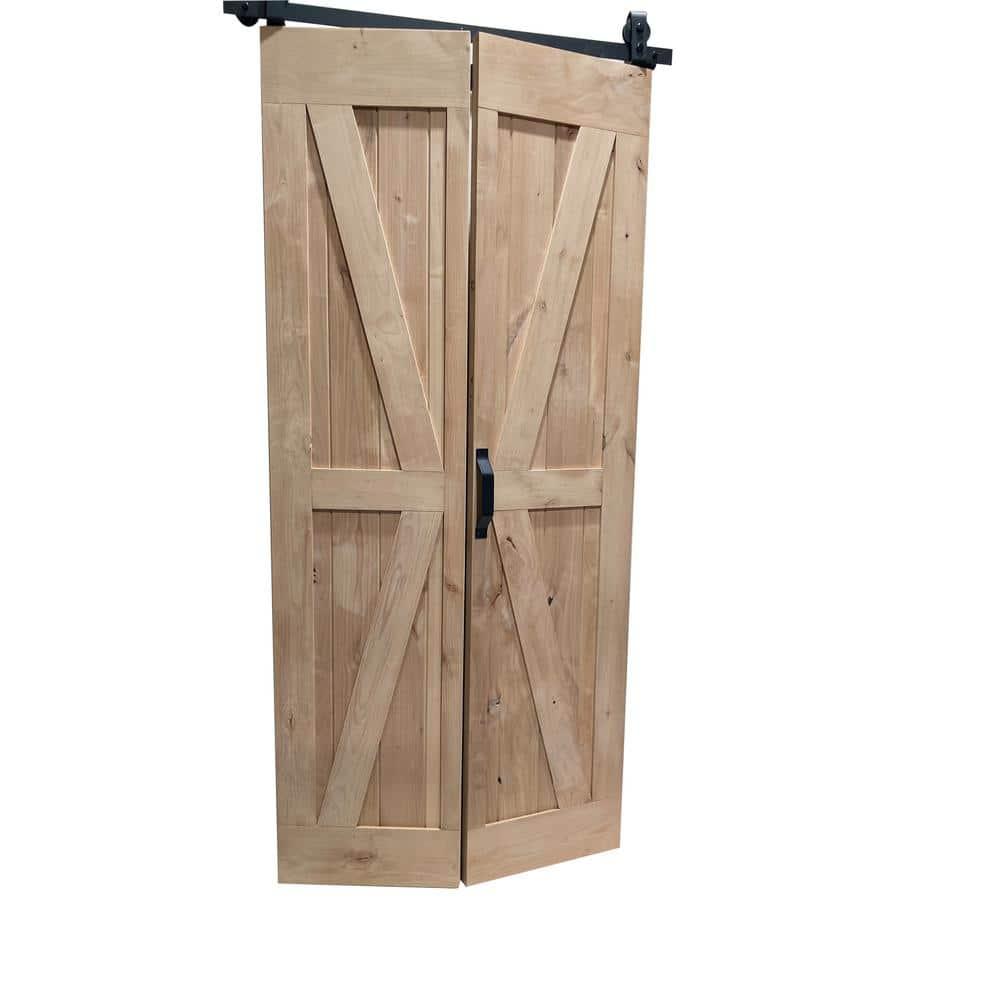 Lubann Paneled Solid Alder Wood Bifold Biparting Barn Door Slab