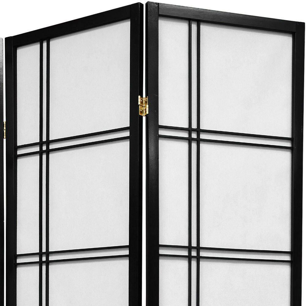 4 ft. Short Double Cross Shoji Screen - Black - 4 Panels