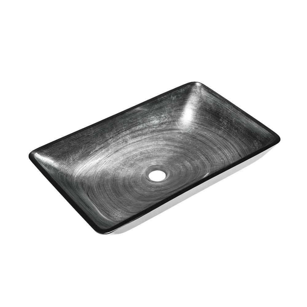 Cascade Rectangular Glass Vessel Sink with Faucet