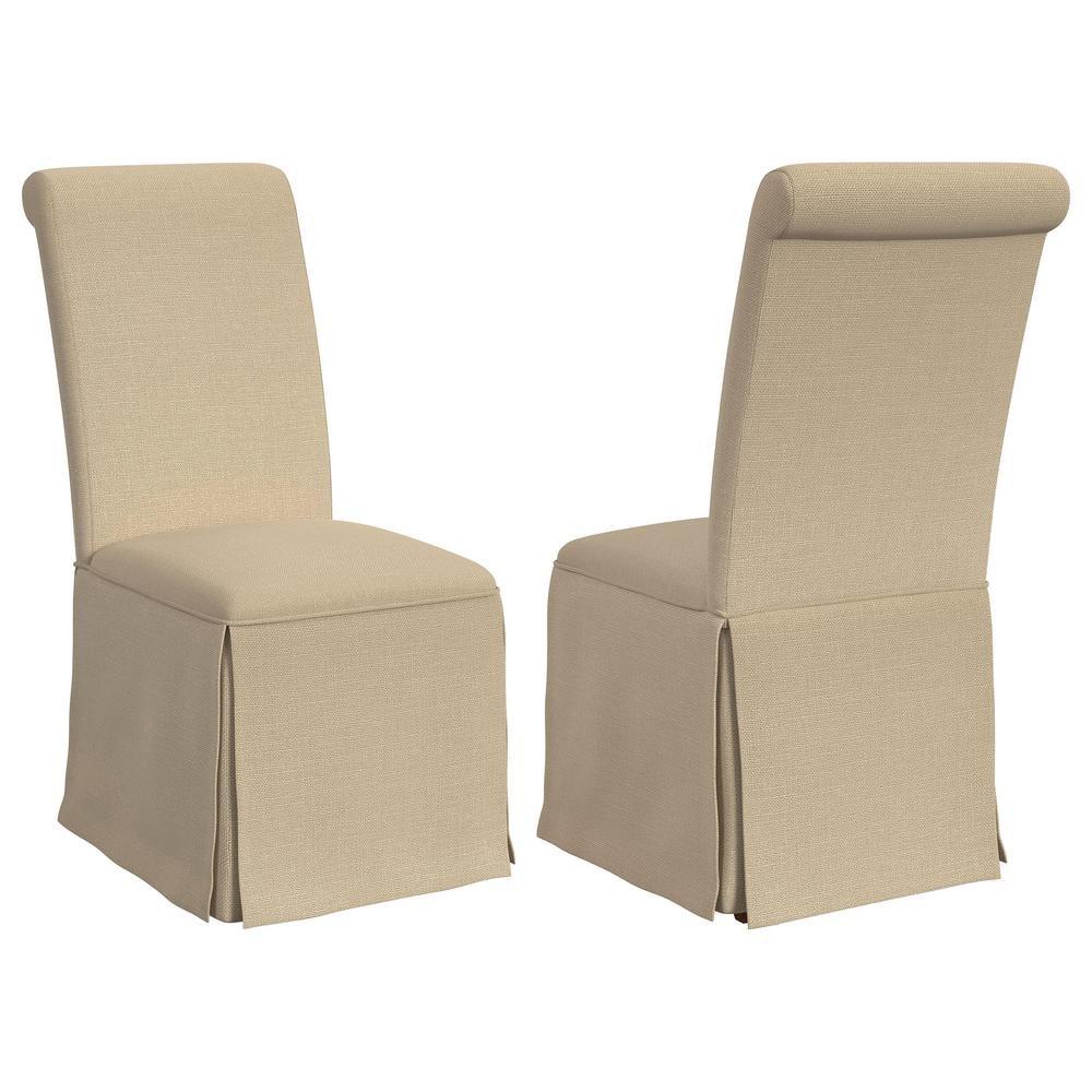 Coaster Shawna Fabric Upholstered Skirted Dining Chair in Khaki