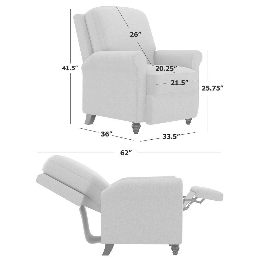 Homesvale Lincoln Push Back Recliner Chair, Gray Chenille