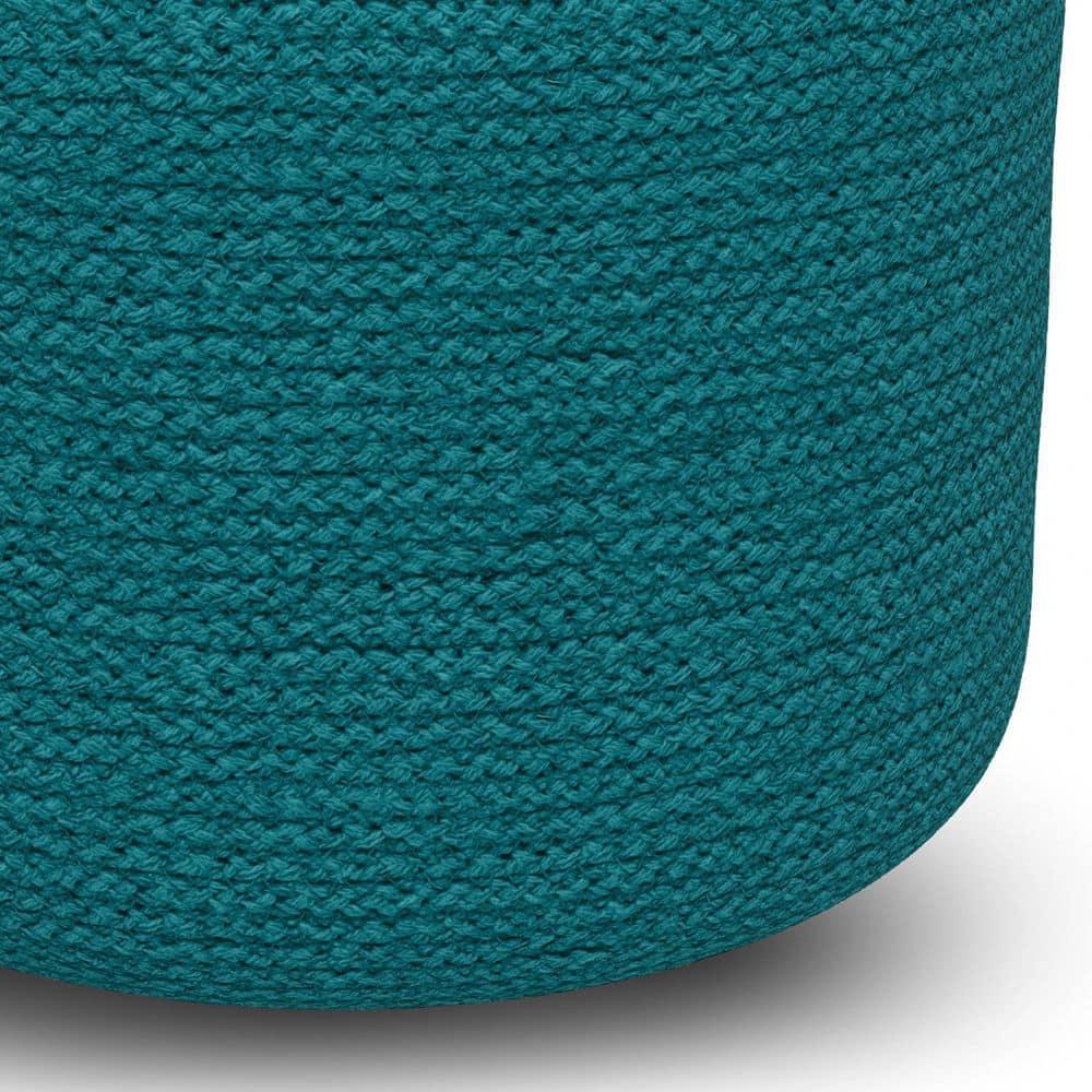 Simpli Home Serena 18"W Handcrafted Jute and Cotton Round Braided Pouf
