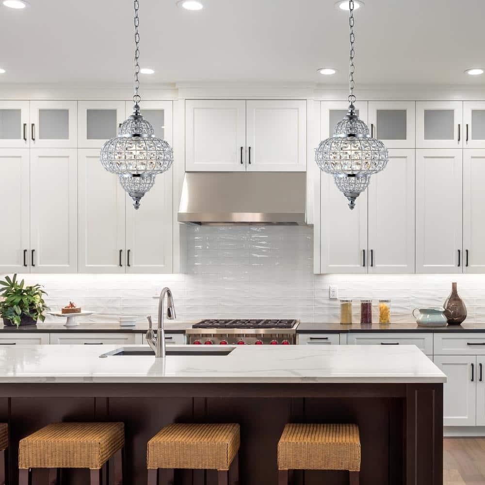 Juliette 12" Crystal/Metal LED Pendant Pendant, Chrome