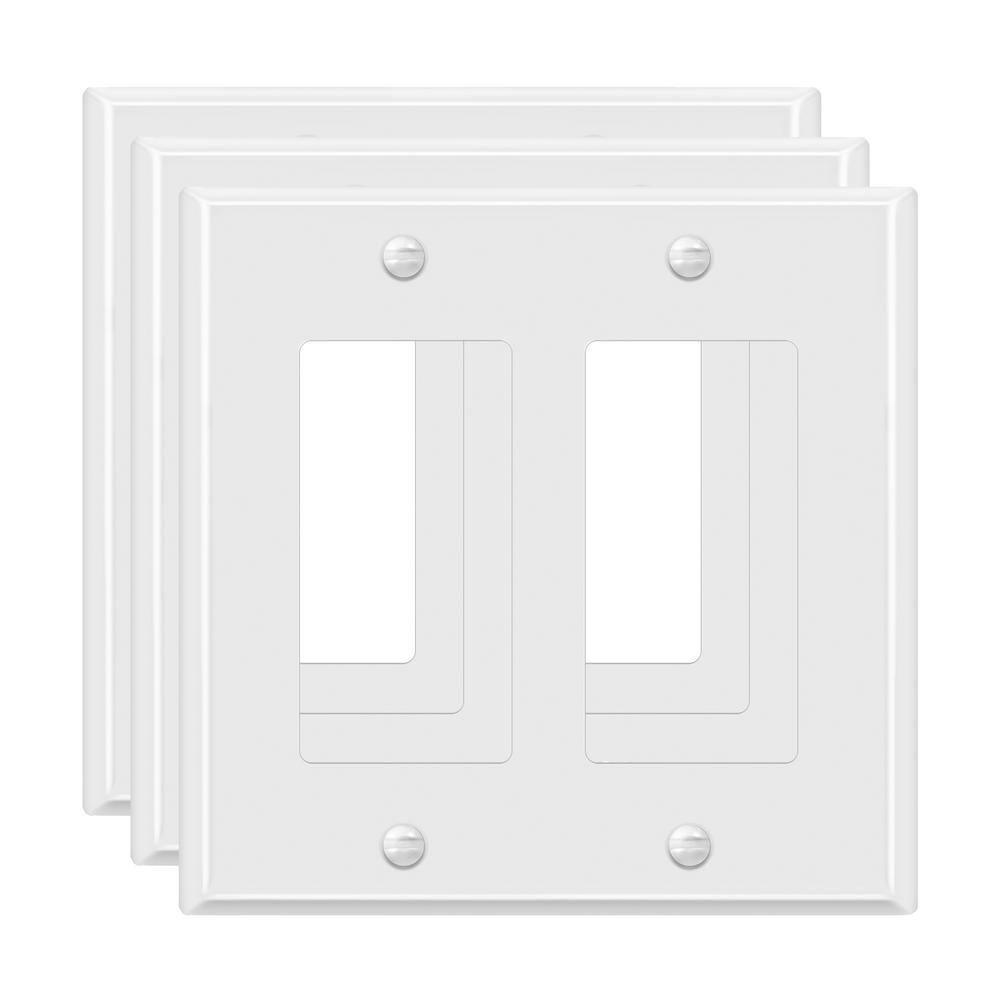Enerlites No Subject 2 - Gang Rocker Standard Wall Plate (Set of 3)