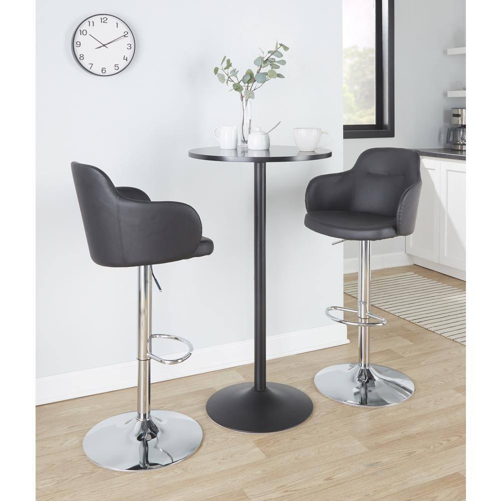LumiSource Boyne Swivel Upholstered Adjustable Height Counter Stool with Metal Frame (Set of 2)