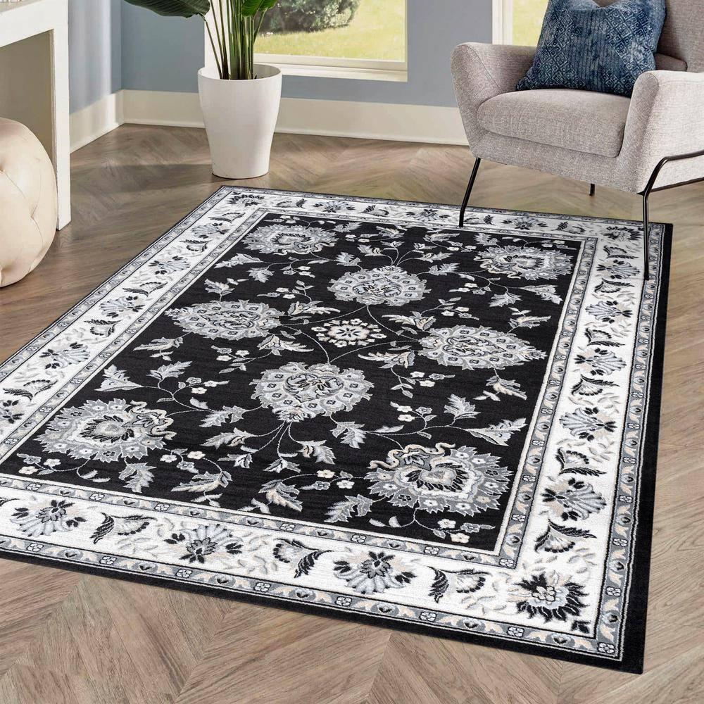 5'x 8' Cherie French Cottage Area Rug, Black/Cream - JONATHAN Y