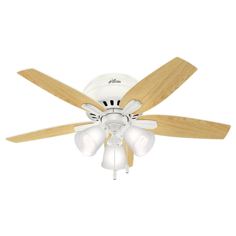 Hunter Fan Newsome 42" 5 - Blade Traditional Indoor Flush Mount Ceiling Fan with Lights and Pull Chains