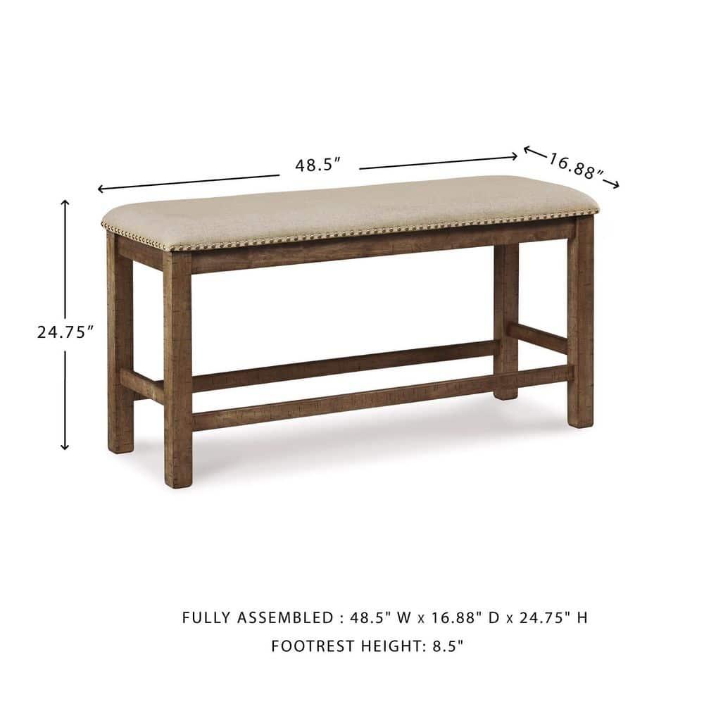 Signature Design by Ashley Casual Moriville Counter Height Dining Bench  Beige