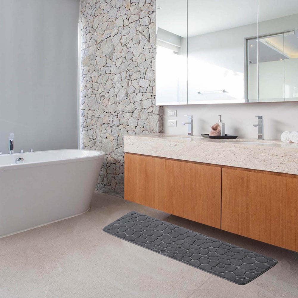 Evideco Pebble Runner Mat - Memory Foam - 48"L x 18"W for Kitchen, Bathroom and more