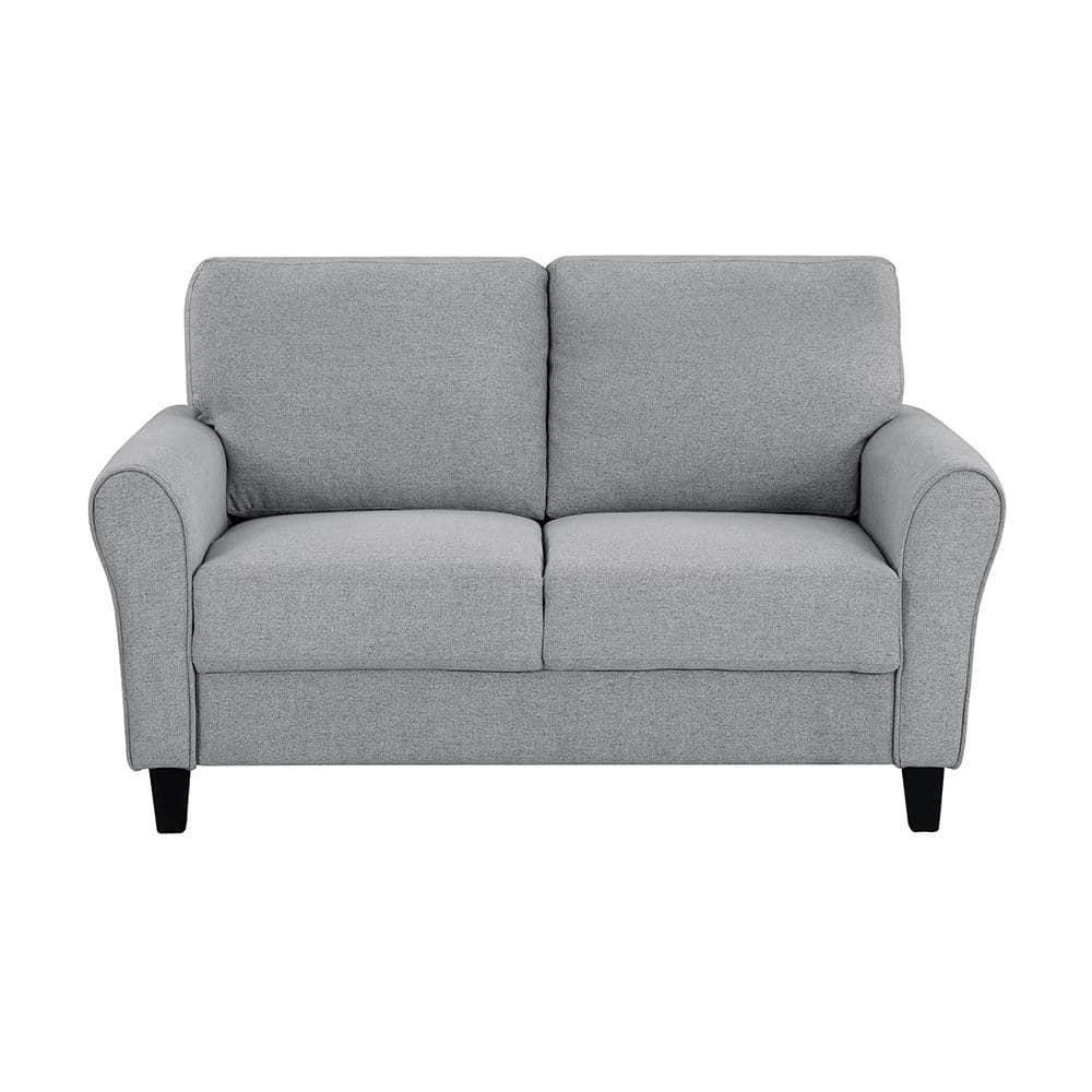 Lexicon Transitional Solid Wood and Polyester Love Seat in Dark Gray/Black