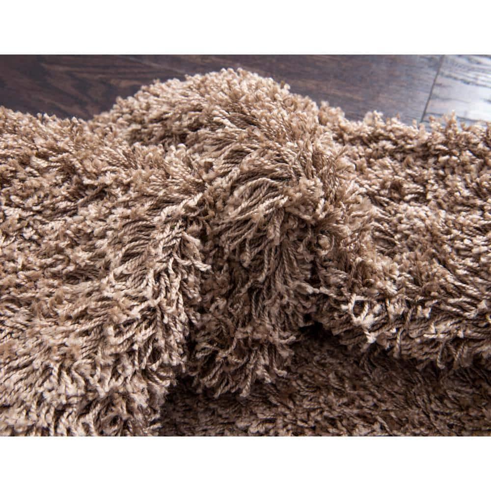 Unique Loom 4' 0 x 6' 0 Solid Shag Sandy Brown Area Rug