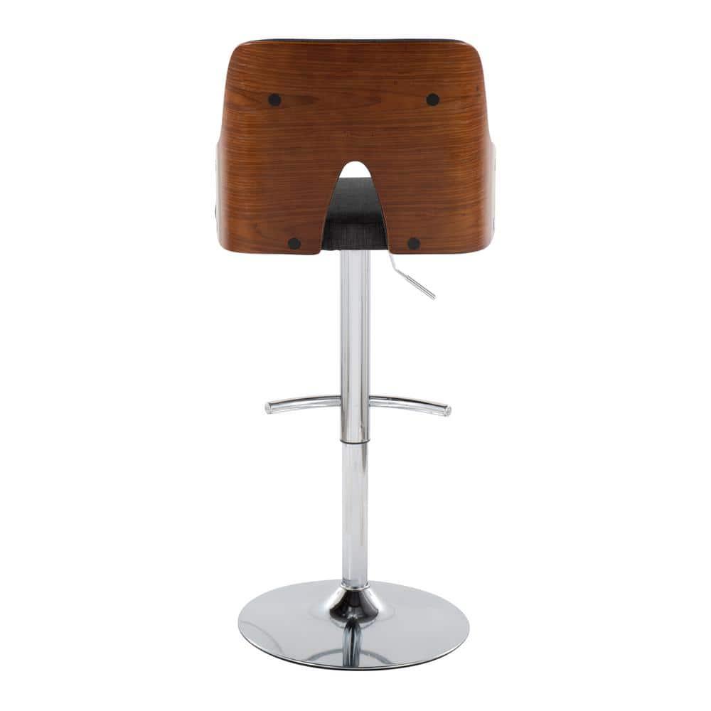 LumiSource Set of 2 Stella Adjustable Swivel Barstools Chrome/Walnut Wood/Charcoal